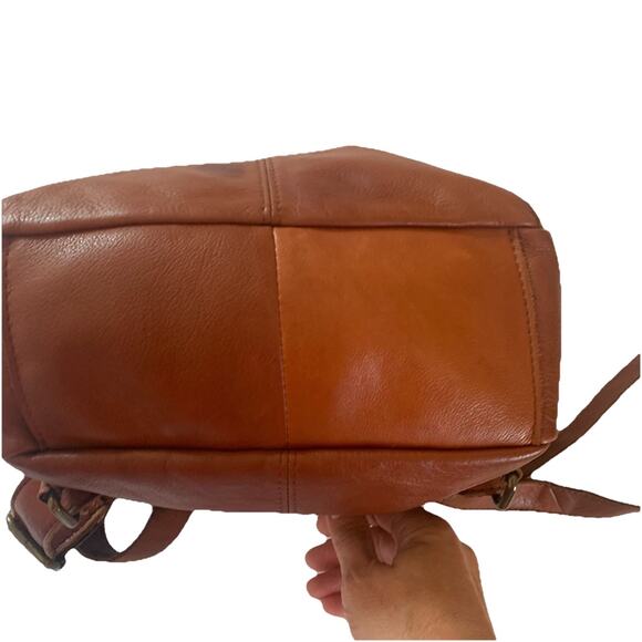 American Leather Co. Women’s Brown Leather Double Strap Casual Backpack Flaw - Picture 4 of 14